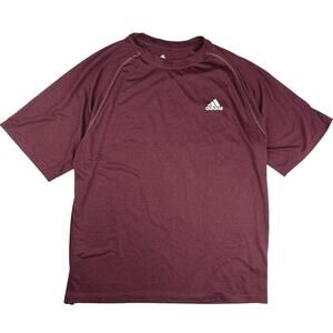 Adidas Men's Maroon Climalite Crewneck Short Sleeve Logo Training Gym T-Shirt M